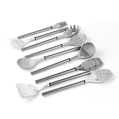 Artistic Marble Stainless Steel Silicone Utensils 11pcs FDA Approved
