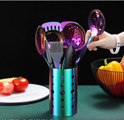 Phthalatefree Stainless Steel Kitchen Utensil Sets , Rainbow Cooking Utensils