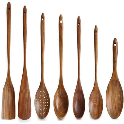 Teak Wooden Kitchen Utensil Set LFGB Approved Tasteless BPA Free