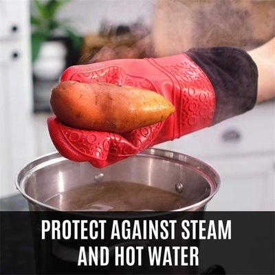 Skidproof Oven Mitts Pot Holder , Waterproof kitchen mitts and potholders