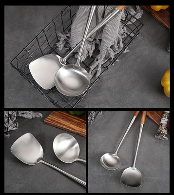 Extended Handle Rosewood 304 Spatula Stainless Steel Kitchen Utensils