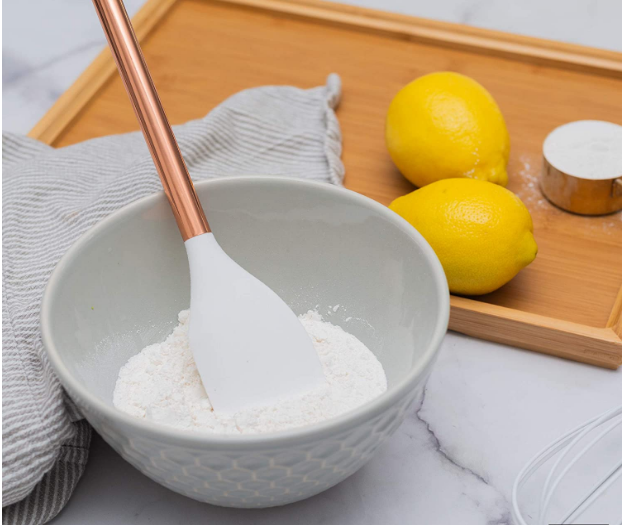 Weißes Silikon und kupferne Kochgeräte für das moderne Kochen und das Dienen, Edelstahl-kupferne Umhüllungs-Gerät-ideale Spachtel
